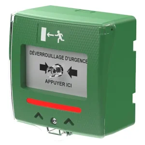 Sewosy Déclencheur manuel vert 2 contacts et buzzer/LED. Réaliser en ABS. Contact NO/NC libre de potentiel. Texte en Français. Bon Marché