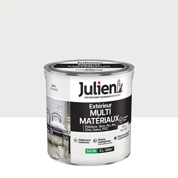 Peinture extérieure multi-matériaux - Blanc - 2L JULIEN Commande En Gros