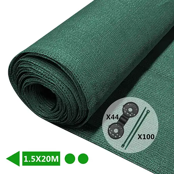 Prix Réduit Brise vue occultant en HDPE 150g/m² 1.5x20m avec attaches de fixation vert VOUNOT