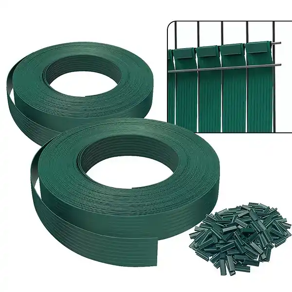 Quantité Limitée Kit de lamelles occultantes PVC brise vue 150m x 4.7cm avec 300 clips Vert VOUNOT