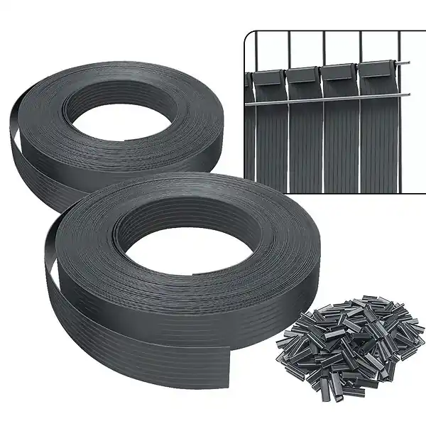 Nouveauté Kit de lamelles occultantes PVC brise vue 150m x 4.7cm avec 300 clips Gris VOUNOT
