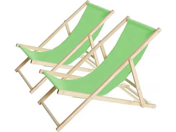 Jusqu'à Épuisement Des Stocks Lot de 2 transats en bois "Chilienne" - 107 x 56.5 x 81 cm - Vert HABITAT ET JARDIN