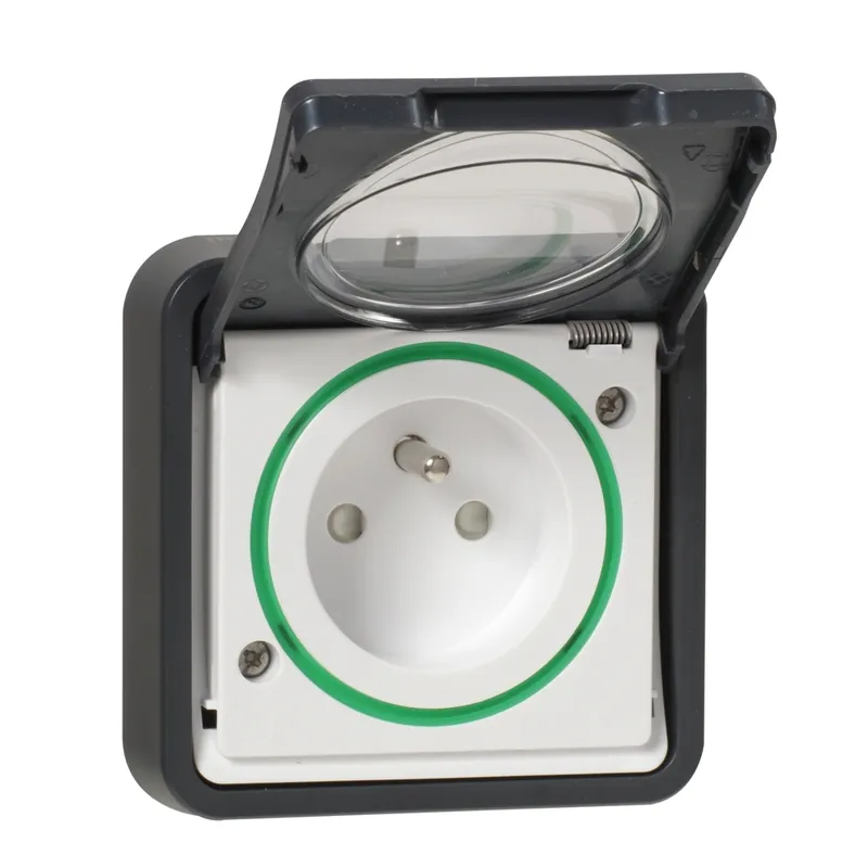 Prise étanche 2 pôles + terre IP55 encastré anthracite - Mureva Styl SCHNEIDER ELECTRIC Haute Qualité