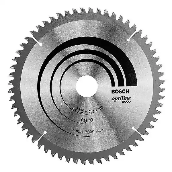 Lame BOSCH 2608640433 Optiline Wood Ø 216 mm 60 dents pour scie à onglet et radiale Livraison Express