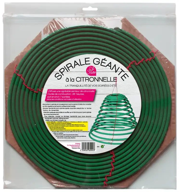 Commander Vite Spirale géante à la citronnelle répulsif extérieur anti-moustique 30 cm - SIAM