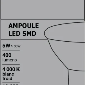Acheter En Ligne Ampoule GU10 5W = 400 lumens blanc neutre FOXLIGHT