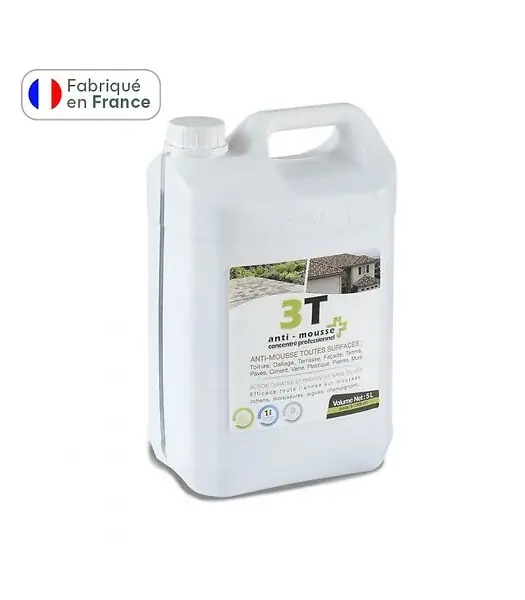 Antimousse concentré 3T 5 litres à diluer pour 1000 m² de traitement toit toiture mur et sol Vente Directe