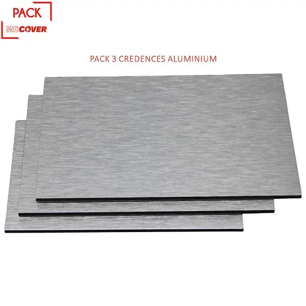 Crédences - Lot de 3 - Réversible- en aluminium brossé 100 x 50 x 0.3cm Aluminum brossé, ep.3 mm, l.50 cm, L.100 cm MCCOVER Retour Gratuit