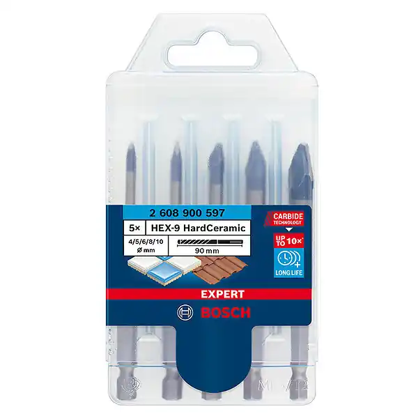 5 Forets Hard Ceramic BOSCH 2608900597 HEX-9 EXPERT 4/5/6/8/10mm Livraison Express