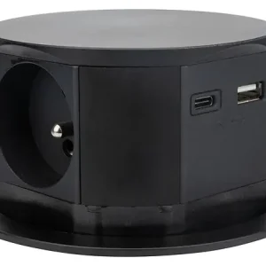 Bloc multiprise escamotable polycarbonate Noir 100mm OTIO Commander Vite