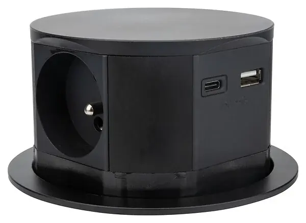 Bloc multiprise escamotable polycarbonate Noir 100mm OTIO Commander Vite