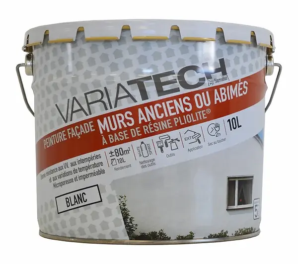 Peinture façade résine Pliolite - Blanc - 10L VARIATECH Offre Spéciale