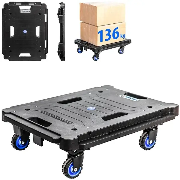 Offre Exclusive HOSTRÖM Plateau Roulant Pliant, Chariot à roulettes, Déménagement, Déplace Meuble, 4 Roues pivotantes 360°, Charge Max. 136kg, Garantie 5 Ans. HOSTRÖM