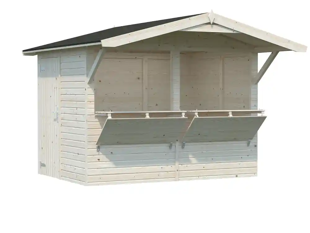 Nouvelle Collection Kiosque/Stand en bois Stella avec comptoirs pliants - 8,3 m² hors-tout - PALMAKO