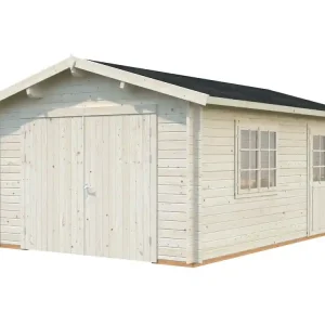 Promotion Garage en bois Roger avec porte bois - ép.44 mm - 37,2 m² Hors-tout - Livraison à domicile incluse - PALMAKO