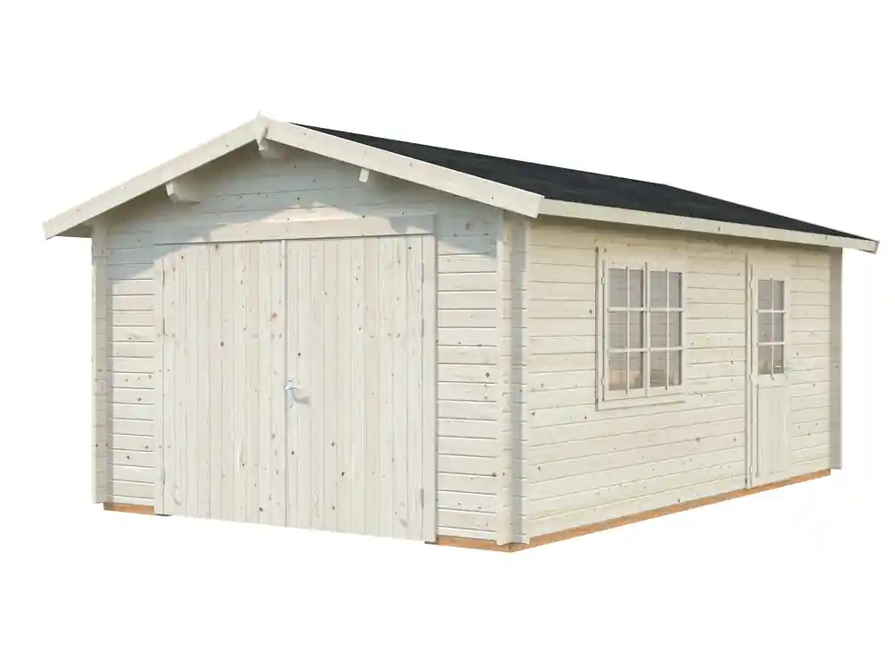Promotion Garage en bois Roger avec porte bois - ép.44 mm - 37,2 m² Hors-tout - Livraison à domicile incluse - PALMAKO