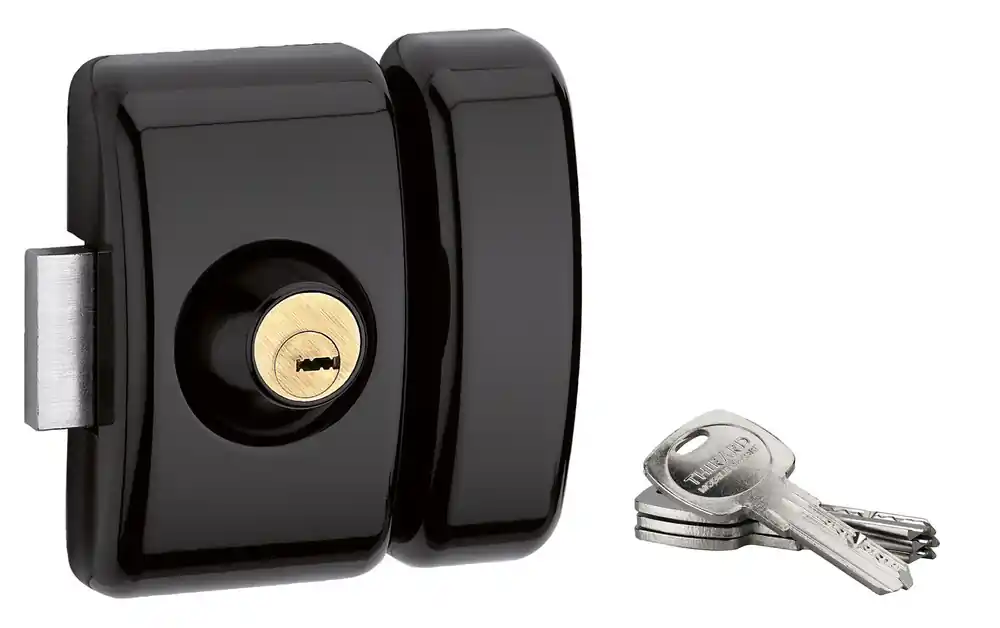 Verrou de porte d‘entrée vitrée universel à cylindre double entrée 45 mm noir 4 clés THIRARD Satisfait Ou Remboursé