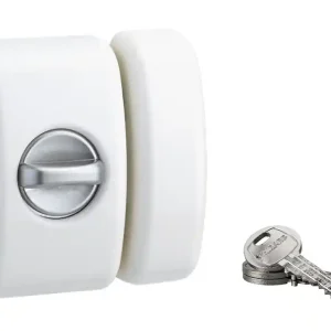 Verrou de porte d‘entrée universel à bouton et cylindre 45 mm blanc 3 clés THIRARD Satisfait Ou Remboursé