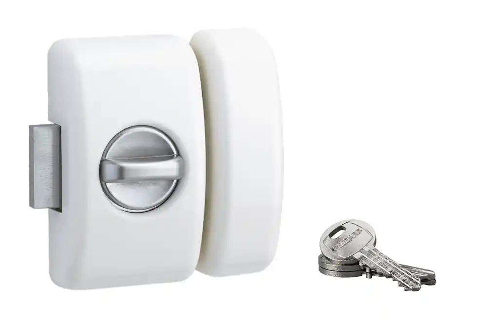 Verrou de porte d‘entrée universel à bouton et cylindre 45 mm blanc 3 clés THIRARD Satisfait Ou Remboursé