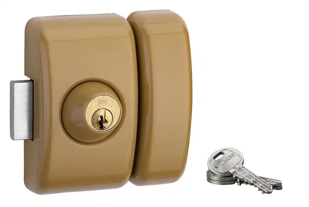 Verrou de porte d‘entrée universel à cylindre double entrée 45 mm doré 3 clés THIRARD Acheter En Ligne