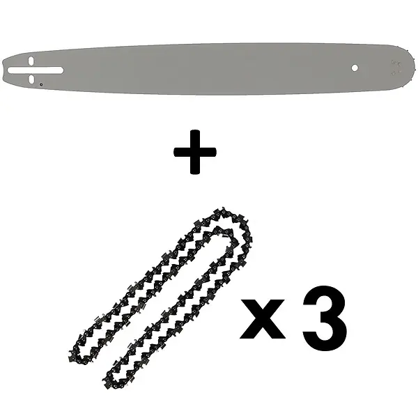 Guide 20 pouces (50 cm) avec lot de 3 chaînes 76 maillons pour tronçonneuse GT GARDEN Livraison Express