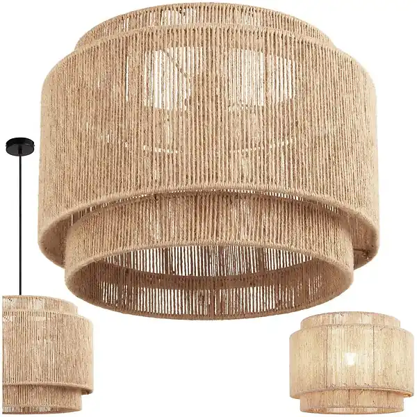 Vente Flash Suspension LIGNEA LUX en jute au style bohème 40W marron naturel TECTAKE
