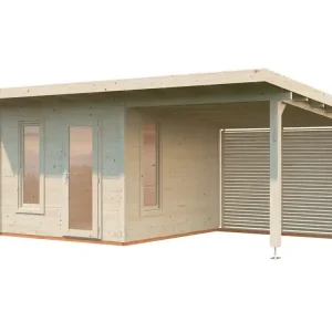 Promotion Studio de jardin en bois avec pergola Grace - 23,7 m² hors-tout - Livraison à domicile incluse - PALMAKO