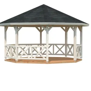 Produit De Marque Kiosque de jardin en bois Betty - 18 m² intérieur - Couverture de toit en shingles - Livraison à domicile incluse - PALMAKO