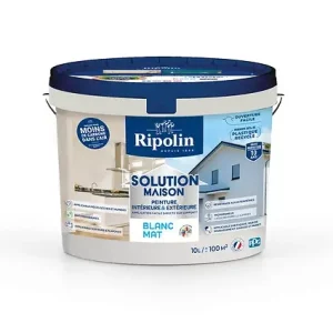 Satisfait Ou Remboursé Peinture intérieur extérieure Solution maison - Blanc - Mat - 10L RIPOLIN