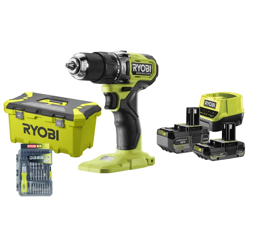Perceuse-visseuse à percussion Brushless 18V ONE+ avec 2 batteries et 1 chargeur RPD18BL1-2C42TA59 RYOBI Seulement Aujourd'hui