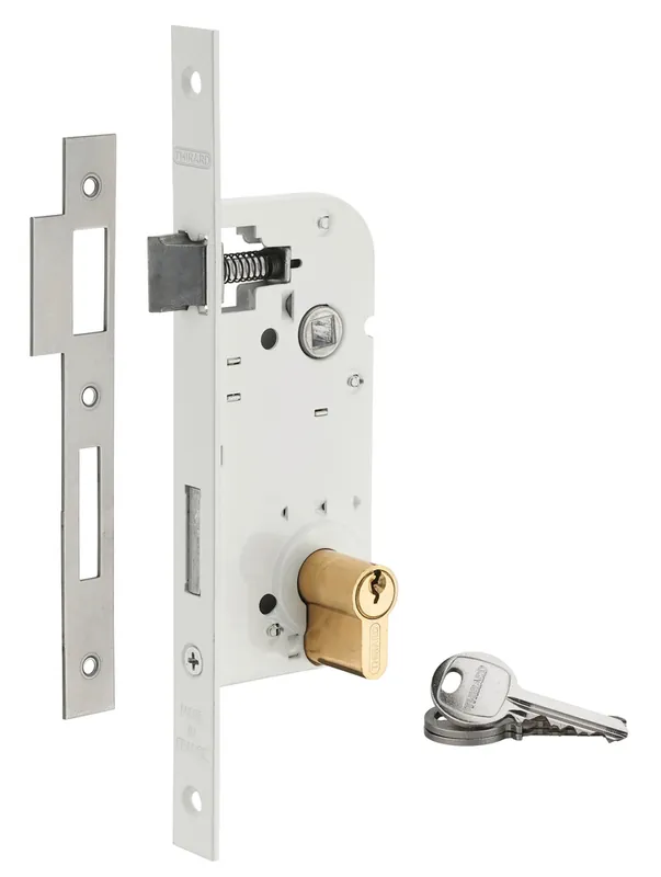 Pas Cher Serrure à encastrer axe à 40 mm avec cylindre 3 clés acier blanc THIRARD