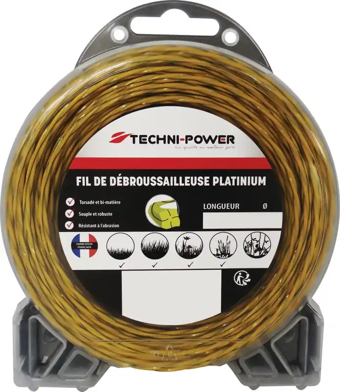Commande En Gros Fil nylon torsade platinium diamètre 2,4 mm L 15 m TECHNI-POWER