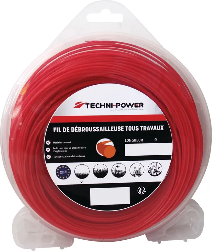Fil nylon rond 3,3 mm 15 m TECHNI-POWER Quantité Limitée
