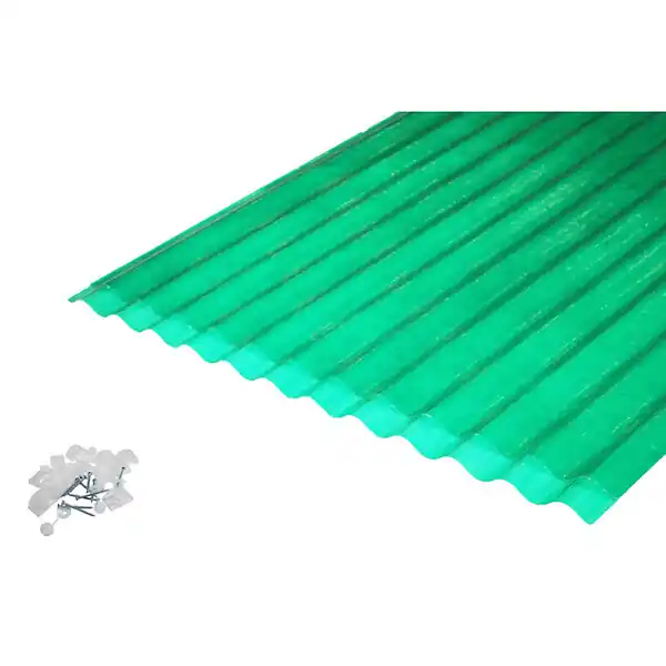 Lot 2 plaques POLYESTER PO 76/18 VERT + 3 kits de fixations Vert, l.90 cm, L.250 cm MCCOVER Acheter En Ligne