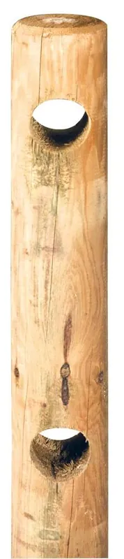 Pas Cher Poteau intermédiaire clôture bois ranch 2 perçages pin traité autoclave - Ø140 x 1500 mm - HENRY TIMBER