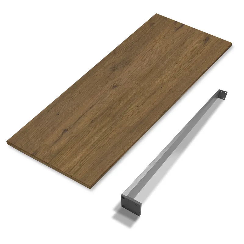 Achat Immédiat Plateau de salle de bains Thana avec renfort L100 x H1,6 x P46 cm panneau de particules vieux chêne