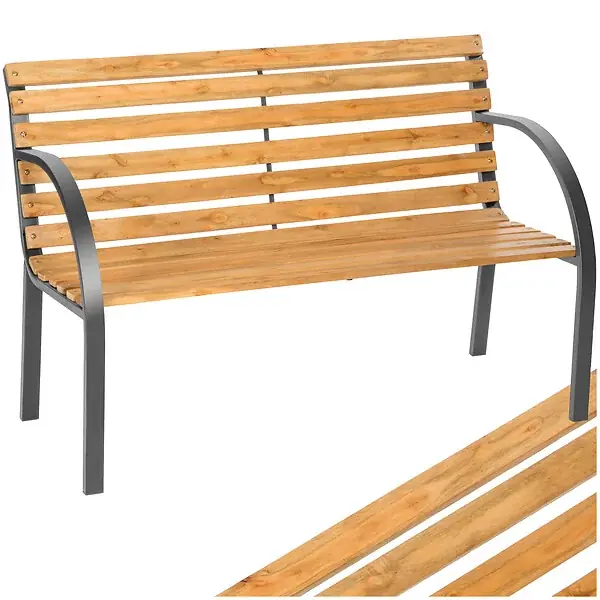 Banc de jardin 2 places marron en pin de chine 119,5x62x83cm stable robuste résistant temps haut gamme TECTAKE Prix Bas
