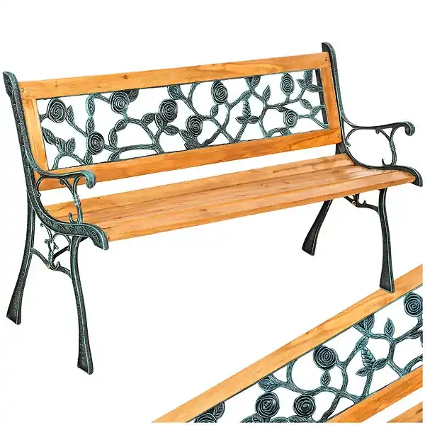 Paiement Sécurisé Banc de jardin 2 places stable en bois de sapin marron résistant temps 124x52x74 cm TECTAKE