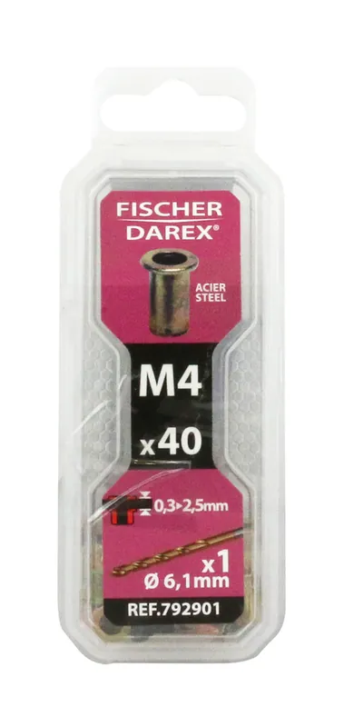 Achat Immédiat Écrous à sertir tête plate M4 - FISCHER DAREX