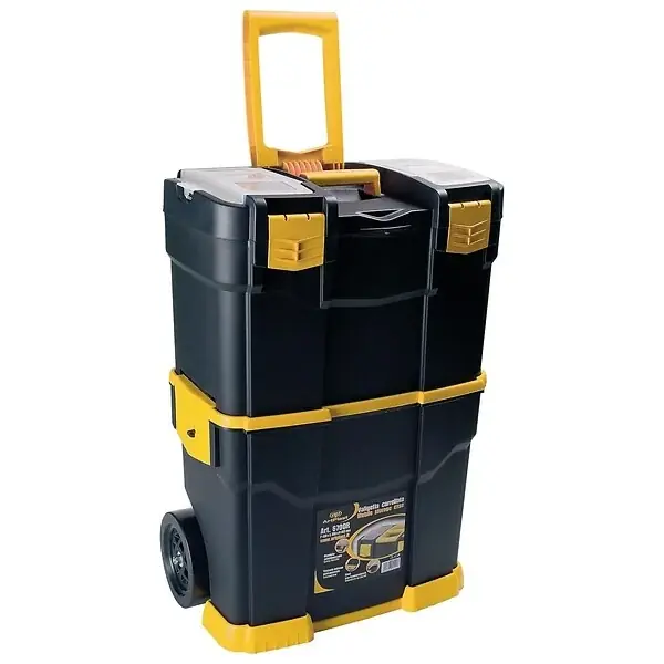 Servante à Outils Mobile - 2 Compartiments Modulables Boite à Outils 2 Roues Charge 70 kg Trolley Art Plast ARTPLAST Bon Plan