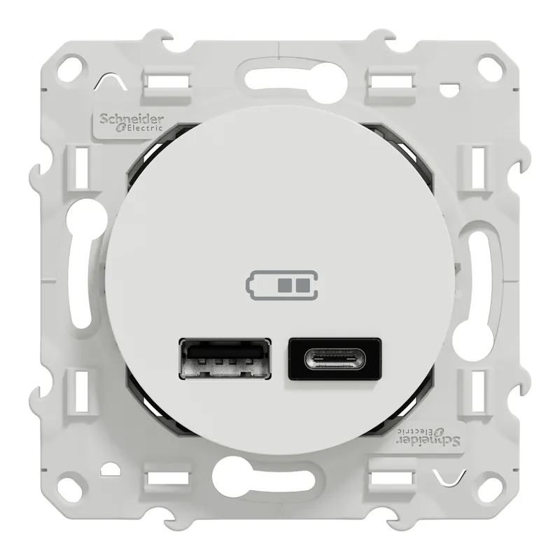 Double prise USB C et USB A blanc - Odace 2011 SCHNEIDER ELECTRIC Offre Limitée