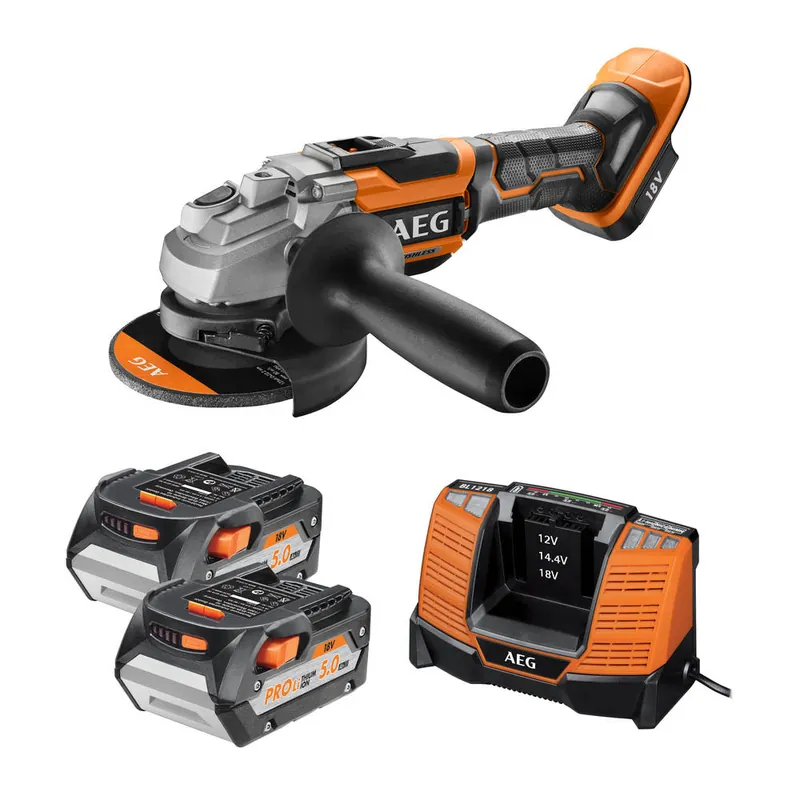 Meuleuse Brushless BEWS18-125BL LI-502C avec 2 batteries 5 Ah et chargeur - AEG Commander Vite