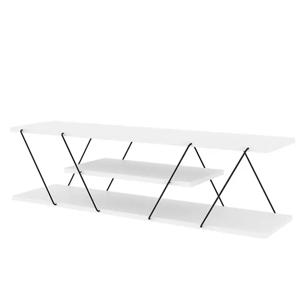 Meuble TV en bois "April" - 120 x 30 x 33 cm - Blanc HABITAT ET JARDIN Prix Bas
