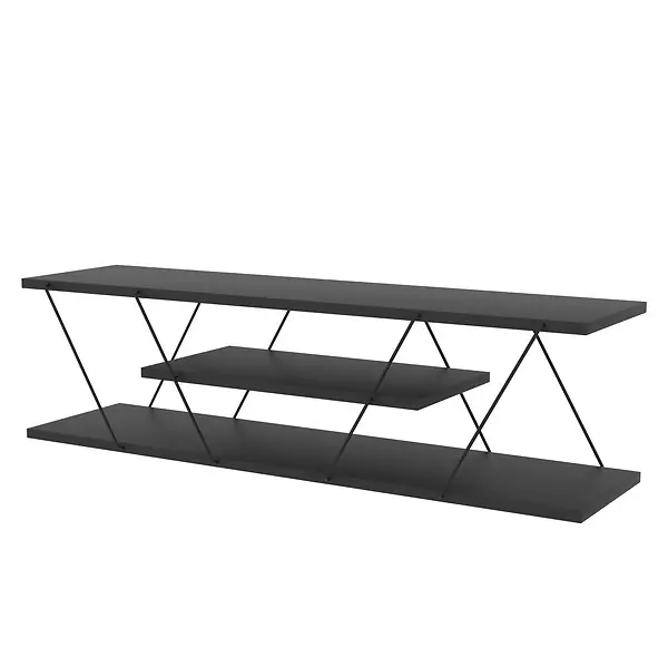 Meuble TV en bois "April" - 120 x 30 x 33 cm - Gris anthracite HABITAT ET JARDIN Super Prix