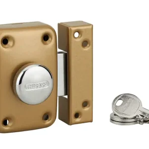 Verrou de porte d‘entrée Apache à bouton et cylindre 45 mm doré 3 clés THIRARD Acheter Direct