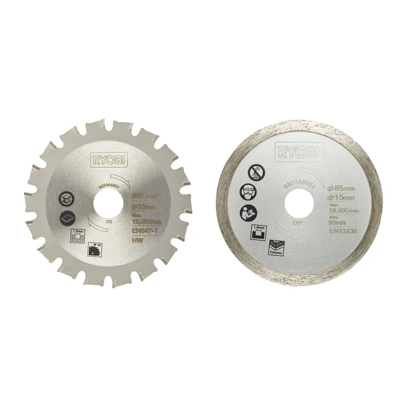 Lames pour scie circulaire multi-materiaux de diametre 85mm (x2) RAKMMS02K RYOBI Populaire