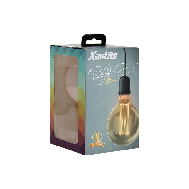 Ampoule LED G95 Hologramme globe verre ambré 4 W = 200 Lumens blanc chaud - XANLITE Expédition Rapide
