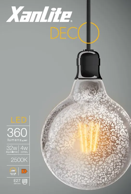 Ampoule Filament Ampoule Filament LED G125 déco antique 4 W = 360 Lumens blanc chaud - XANLITEG125 déco antique 4 W = 360 Lumens XANLITE Meilleure Vente
