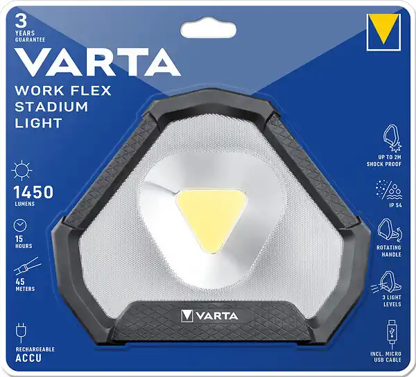 Paiement Sécurisé Projecteur LED - Work Flex Stadium Light - Gris - 1450 lm VARTA