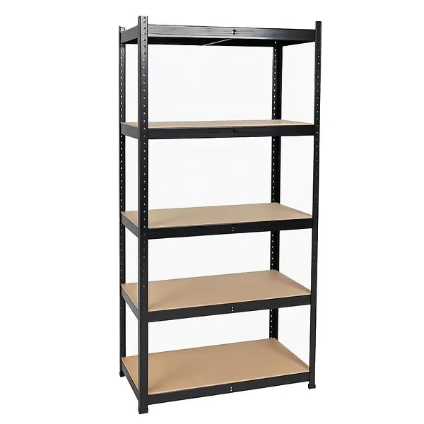 Etagère de Rangement Noire 90 x 40cm x H180cm - Rayonnage Métal Haute qualité 5 Plateaux Charges lourdes 1500kg INTEC Paiement Sécurisé